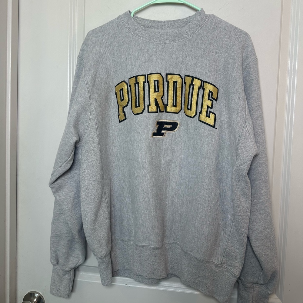 Champion Reverse Weave Cotton Blend PURDUE Uni Grey/Gold/Blue Sweatshirt, M